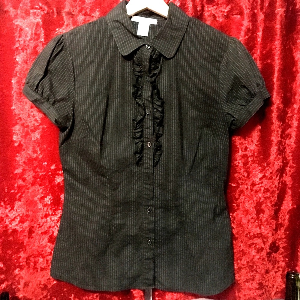 Ruffled Pinstriped Blouse